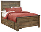 Trinell  Panel Bed With 2 Storage Drawers