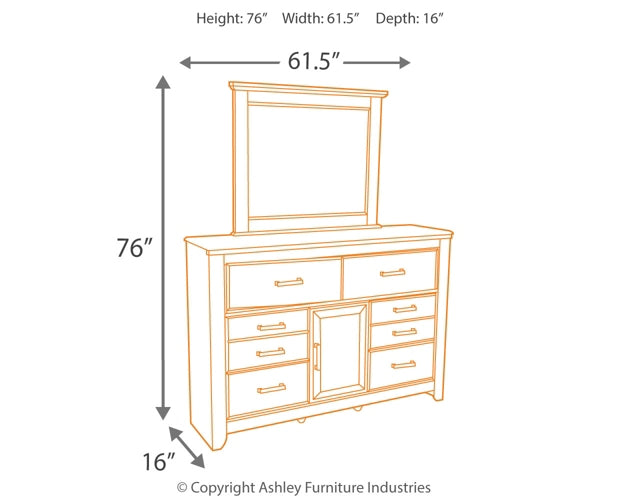 Juararo King Poster Bed with Mirrored Dresser and Chest