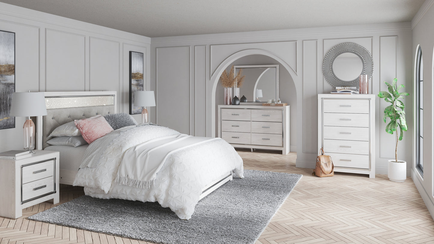 Altyra Queen Panel Headboard with Mirrored Dresser