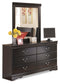 Huey Vineyard Twin Sleigh Headboard with Mirrored Dresser, Chest and Nightstand