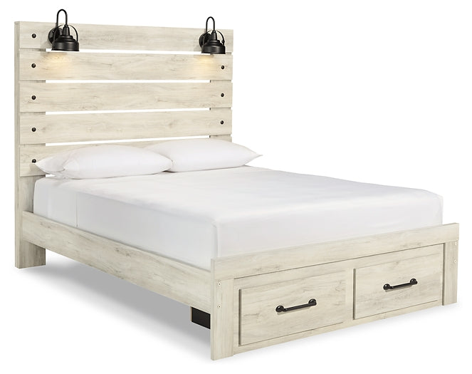 Cambeck  Panel Bed With 2 Storage Drawers With Mirrored Dresser, Chest And Nightstand