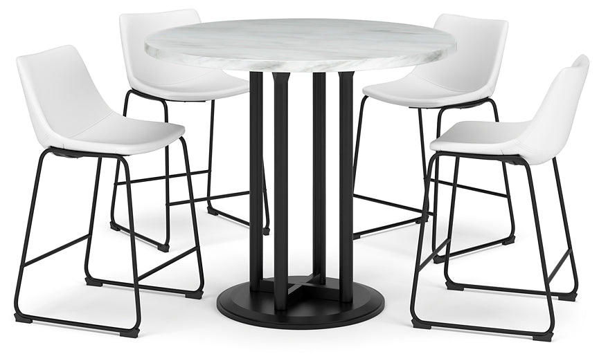 Centiar Counter Height Dining Table and 4 Barstools