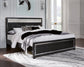 Kaydell King Upholstered Panel Platform Bed with Mirrored Dresser