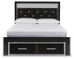 Kaydell Queen Upholstered Panel Storage Bed with Mirrored Dresser and Chest