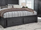 Foyland California King Panel Storage Bed with Mirrored Dresser, Chest and Nightstand