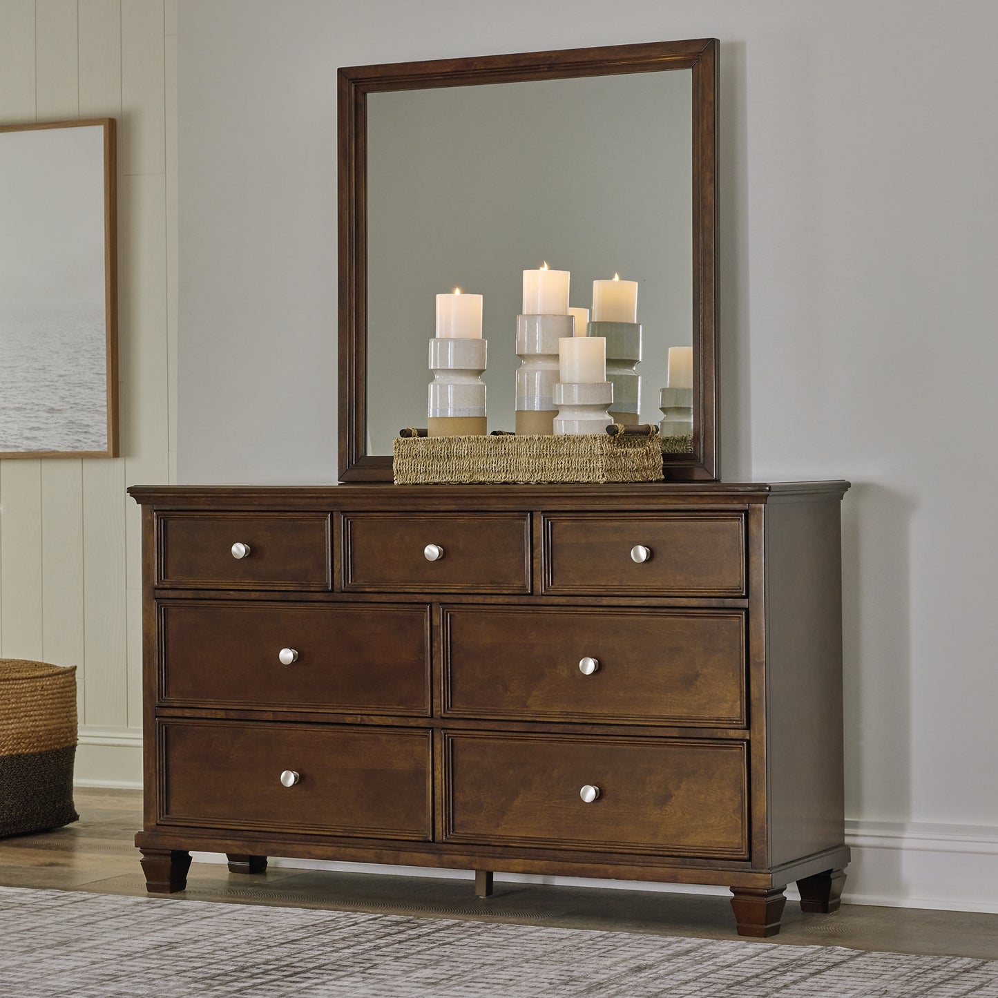 Danabrin Twin Panel Bed with Mirrored Dresser and 2 Nightstands