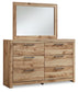 Hyanna Queen Panel Headboard with Mirrored Dresser, Chest and 2 Nightstands