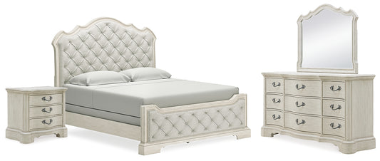 Arlendyne California King Upholstered Bed with Mirrored Dresser and Nightstand