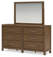 Cabalynn King Upholstered Bed with Mirrored Dresser and Nightstand