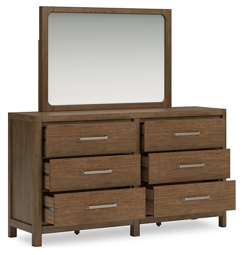 Cabalynn California King Upholstered Bed with Mirrored Dresser, Chest and Nightstand