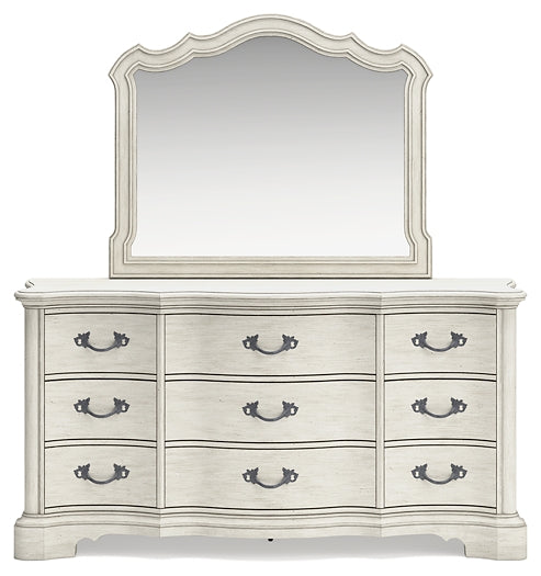 Arlendyne Queen Upholstered Bed with Mirrored Dresser, Chest and Nightstand