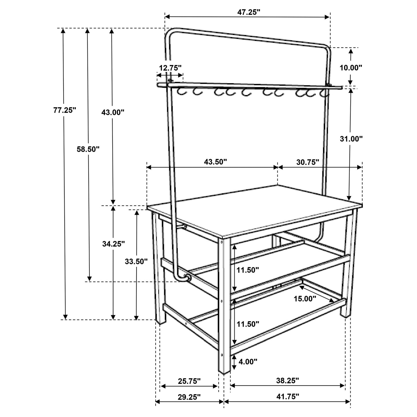 Edgeworth 3-piece Kitchen Island Counter Table Set White