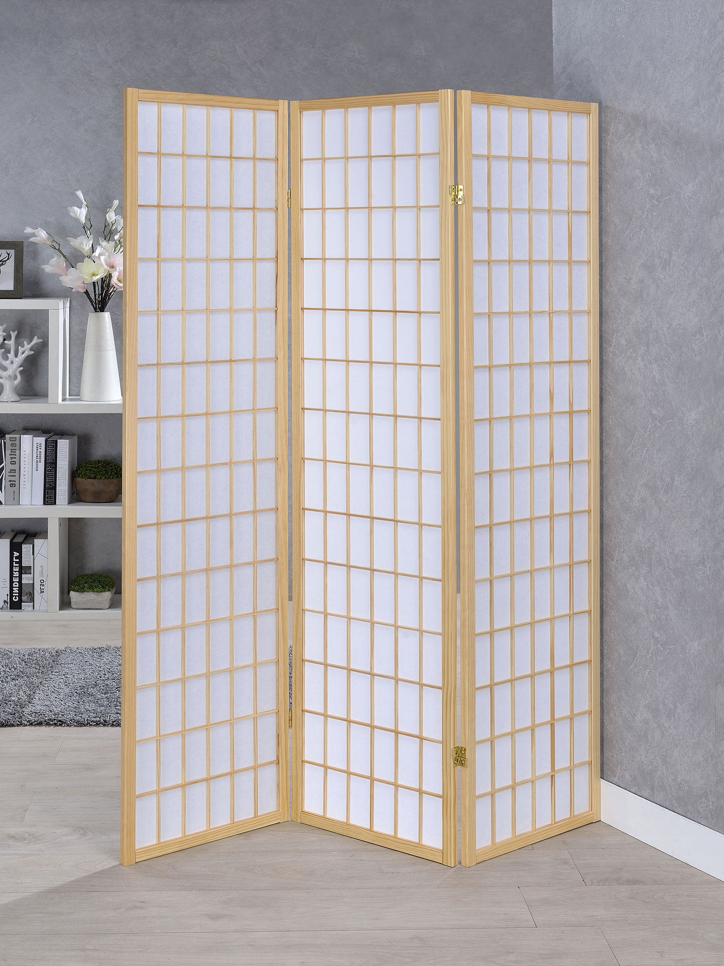 Carrie 3-Panel Room Divider Folding Shoji Screen Natural