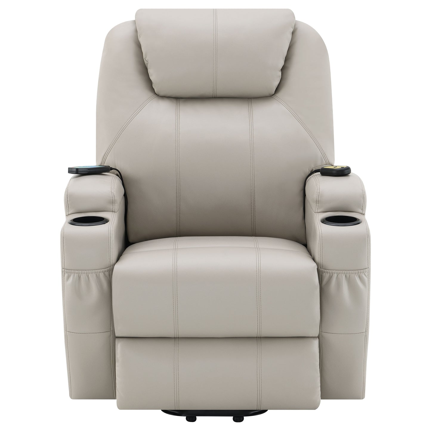 Sanger Upholstered Power Lift Massage Recliner Champagne