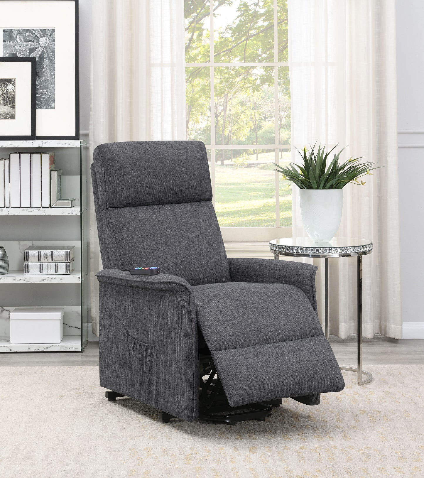 Herrera Upholstered Power Lift Massage Chair Charcoal