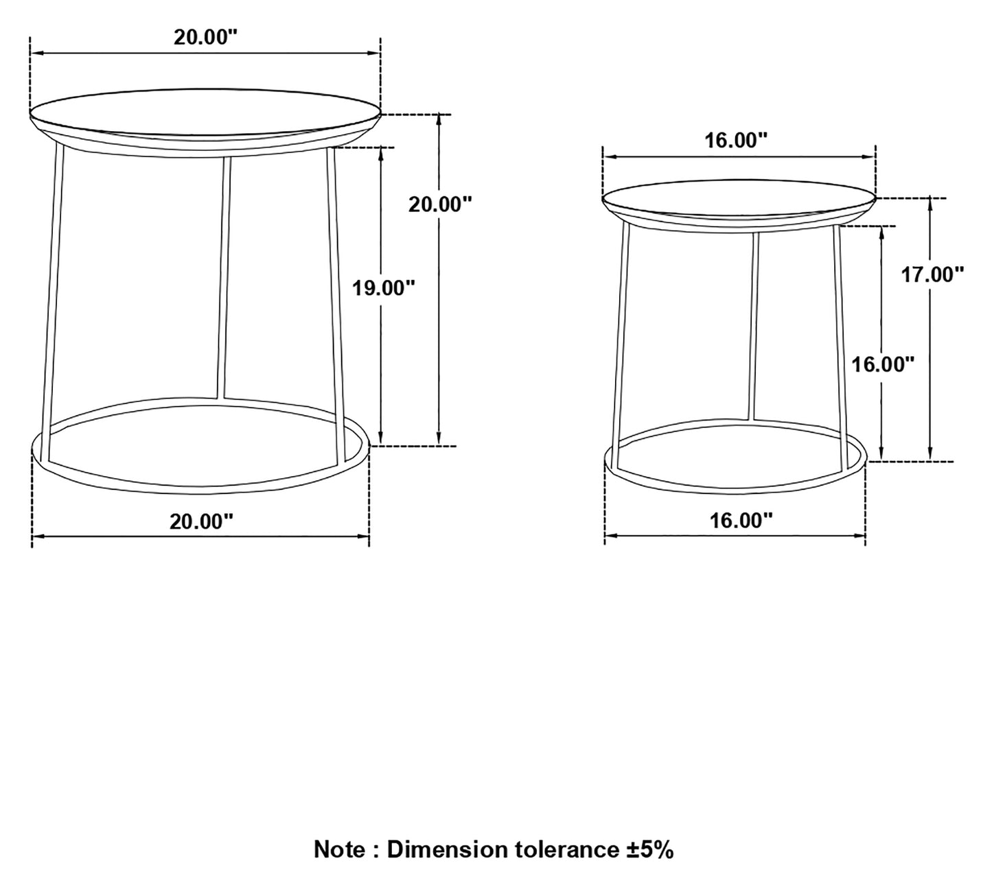 Loannis 2-piece Round Mango Wood Nesting Table Matte Black