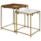 Bolden 2-Piece Wood and Marble Top Nesting Table Set Gold