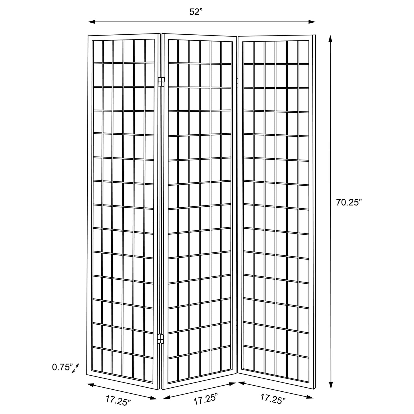 Carrie 3-Panel Room Divider Folding Shoji Screen Black