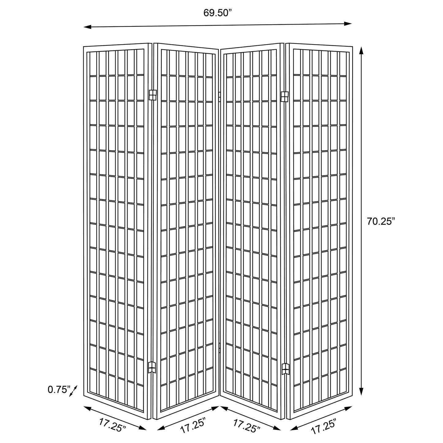 Roberto 4-Panel Room Divider Folding Shoji Screen White