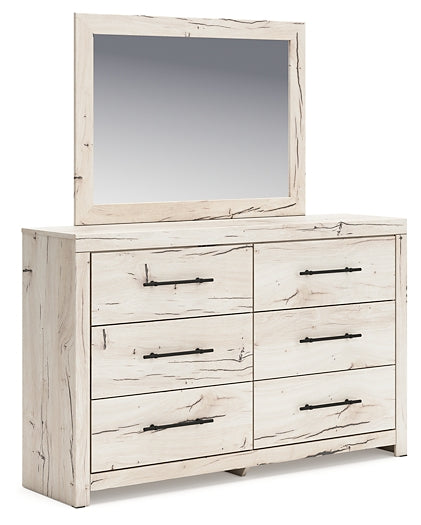 Lawroy King Panel Storage Bed with Mirrored Dresser