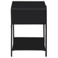 Amherst 1-drawer Radio Weave Cane Metal Bedside Table Black