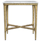 Baldwin Rectangular Marble Top Side Table White and Gold