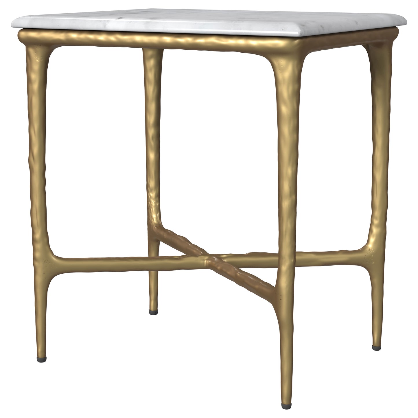 Baldwin Rectangular Marble Top Side Table White and Gold