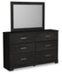 Belachime Queen Panel Bed with Mirrored Dresser and Chest