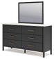 Cadmori Full Upholstered Bed with Mirrored Dresser and Chest